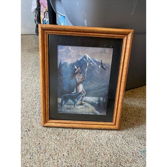 Leanin’ Tree Native American Print Marianne Caroselli Wolf Eagle Mountain Sunset - Picture 5 of 7